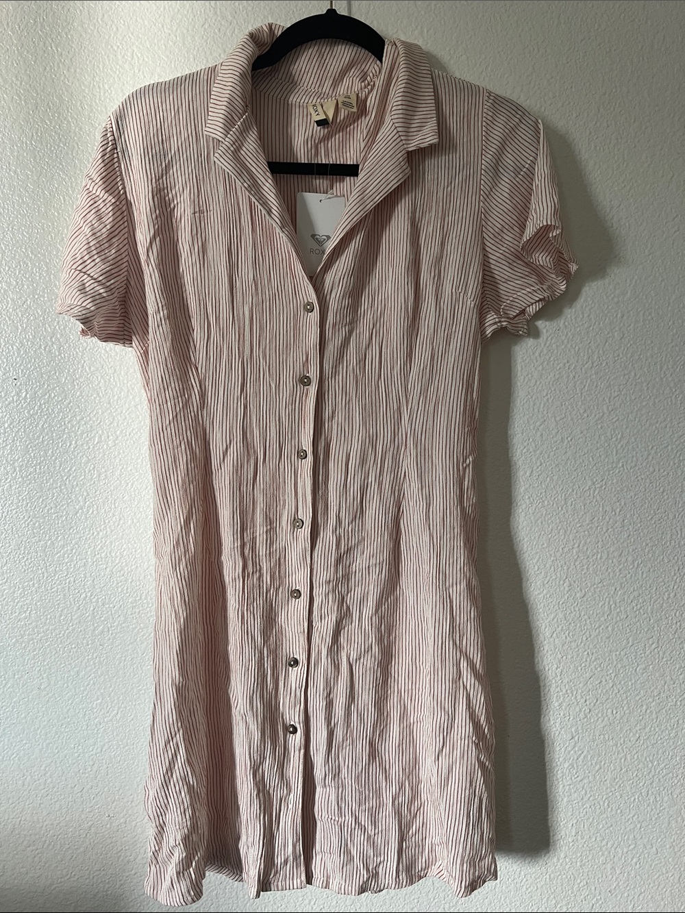 Roxy Light Pink and White Striped Mini Dress